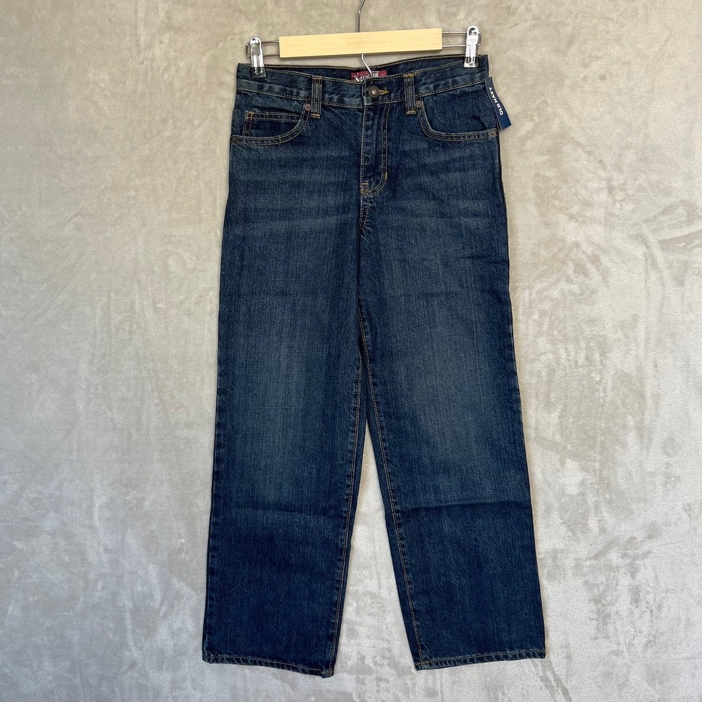 Old Navy Boys Size 12 Dark Wash Denim Straight Non-Stretch Jeans NWT V/306488